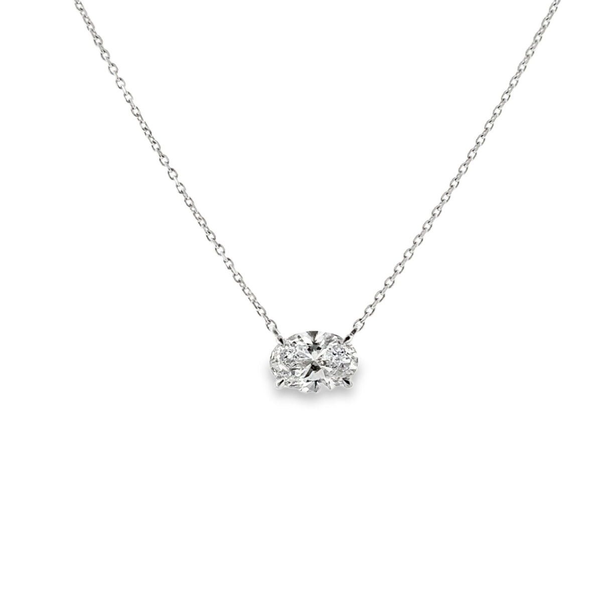 Lab Oval Solitaire Necklace