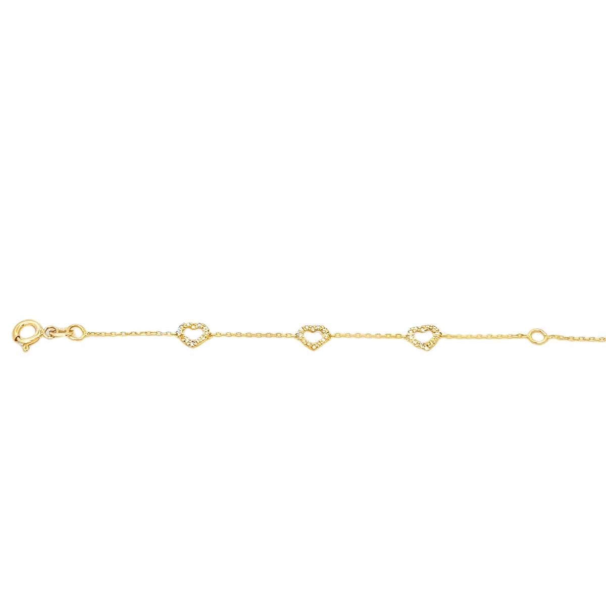 3 Pave Hearts Baby Bracelet