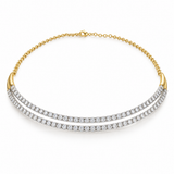 Double Row Diamond Necklace With Ball Chain