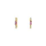 Square Pink Sapphire Mini Huggies