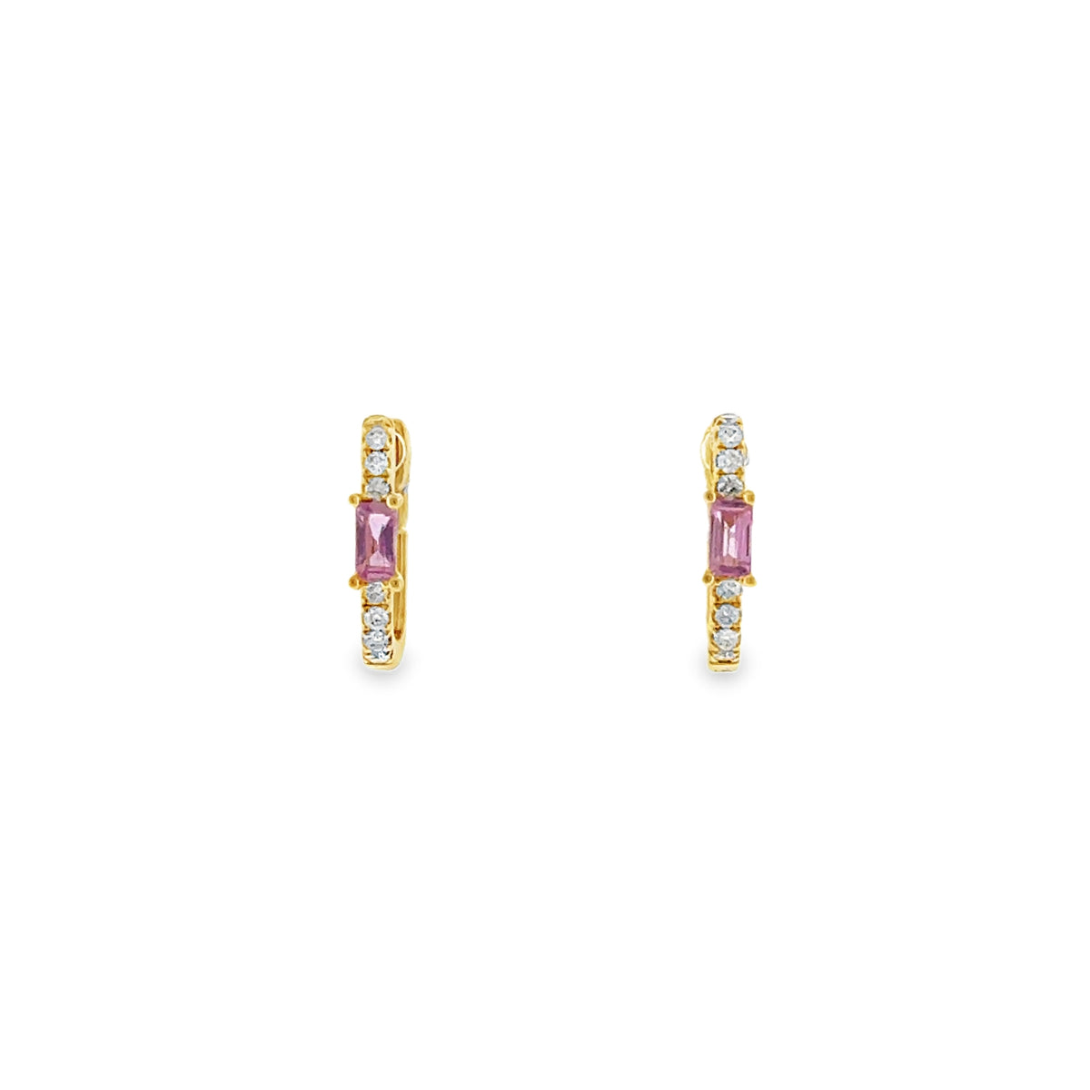 Square Pink Sapphire Mini Huggies