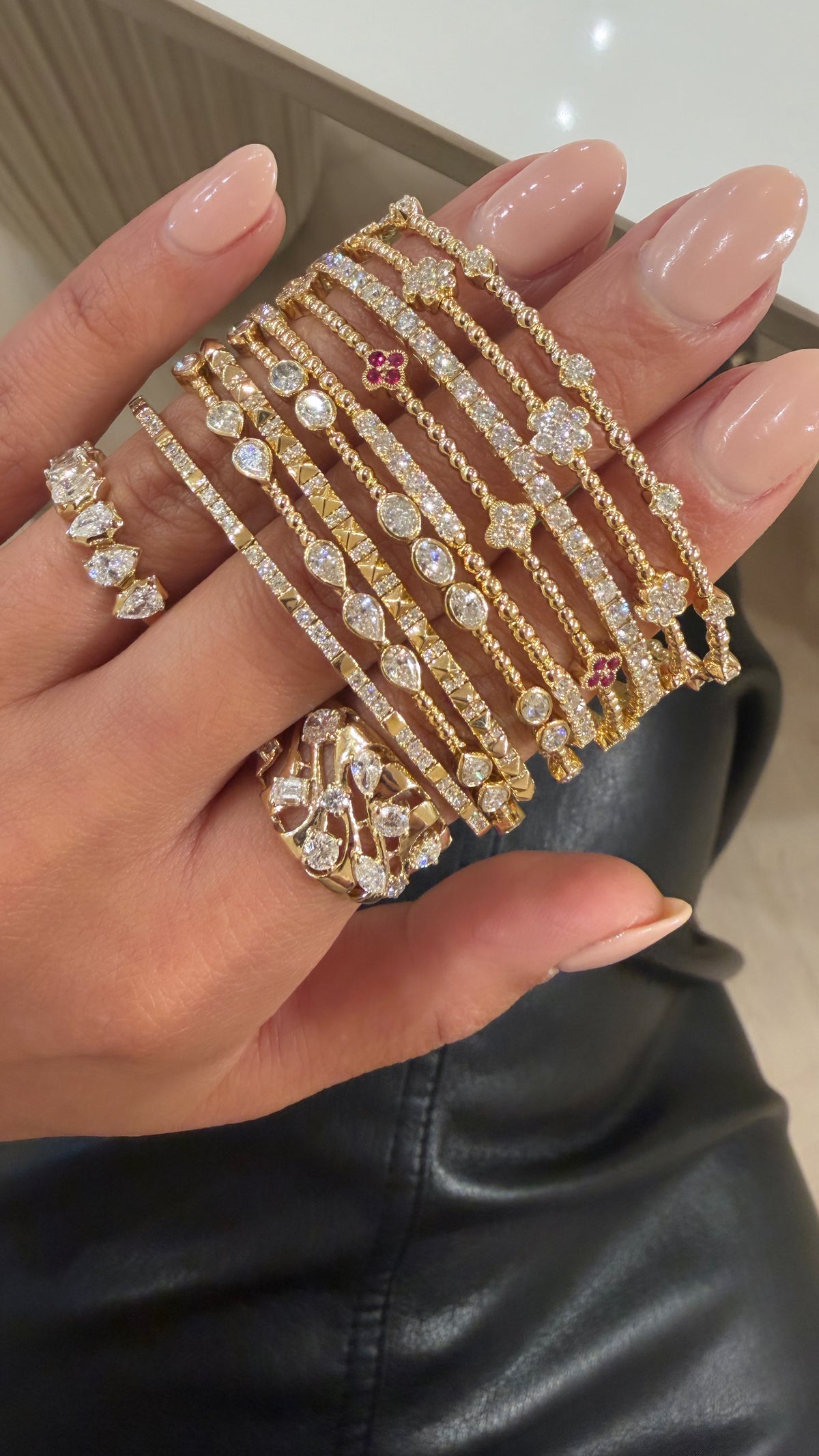 Ruby/Diamond Clover Flex Bangle