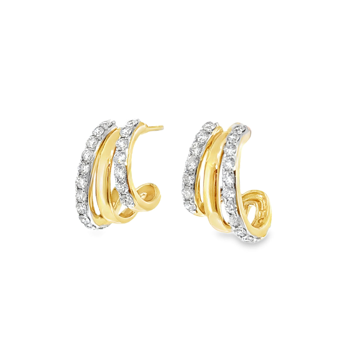 Diamond & Gold Cage Huggies