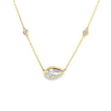Lab Sideways Diamond Bezel Pear Necklace