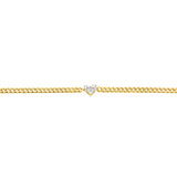 Diamond Heart On Cuban Chain Bracelet