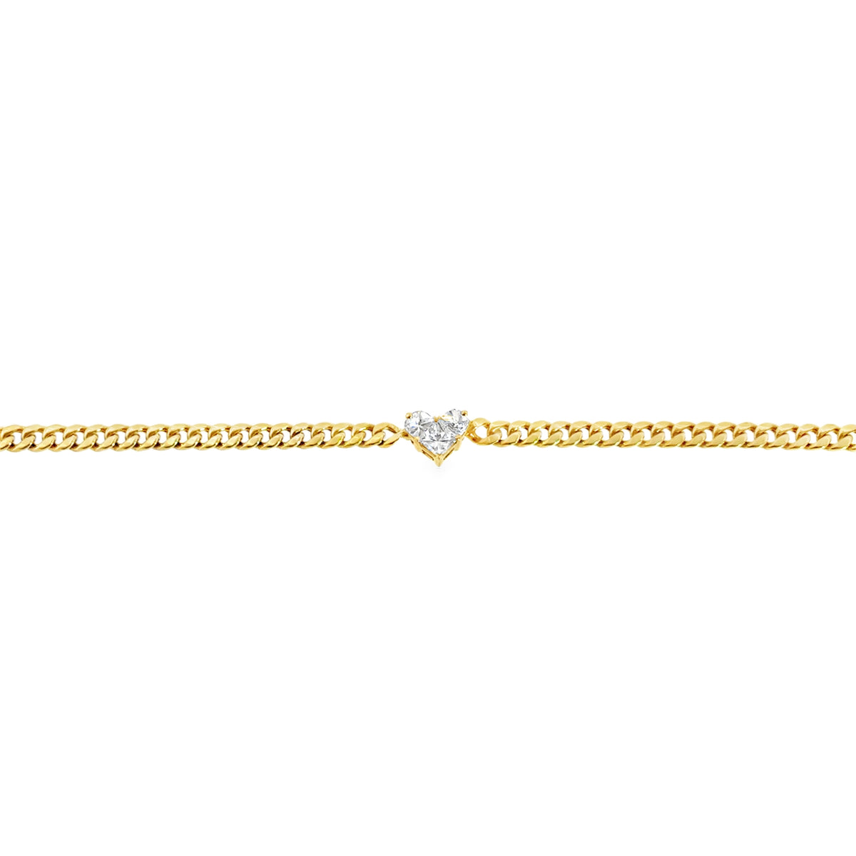 Diamond Heart On Cuban Chain Bracelet