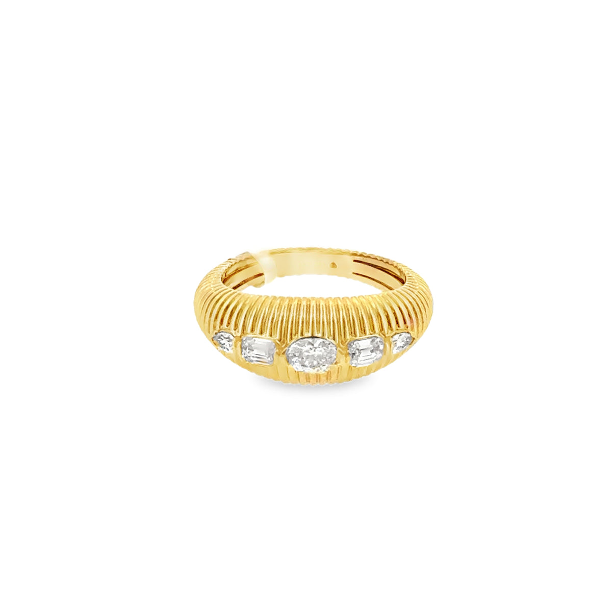 Fluted Dome Ring With Diamonds