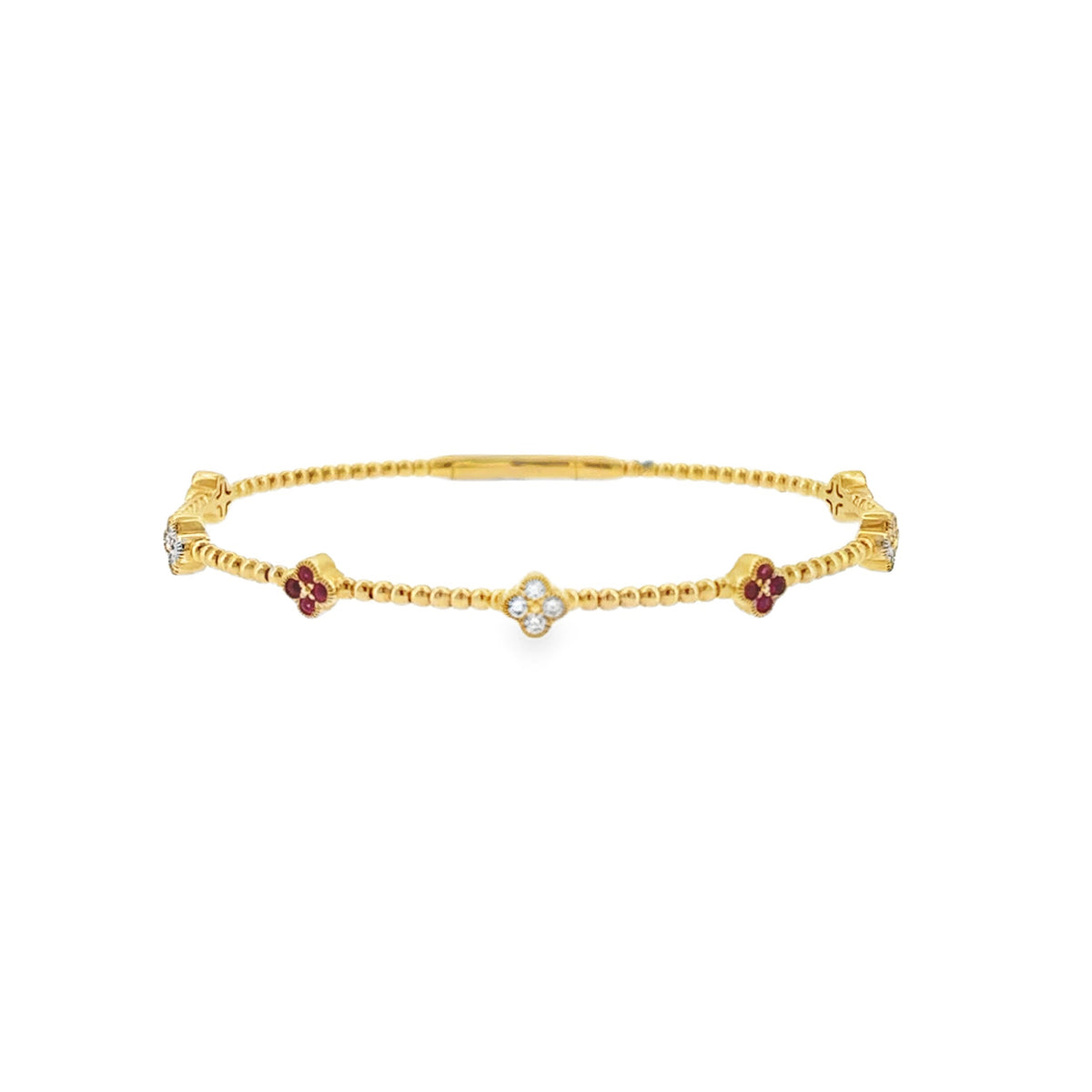 Ruby/Diamond Clover Flex Bangle