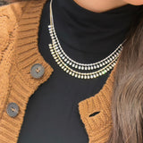 Diamond Statement Necklace with Hanging Ovals- YG