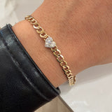 Cuban Chain Bracelet With Center Heart