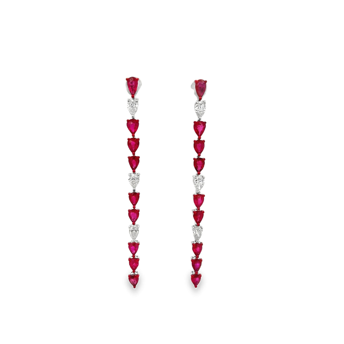 Long Pear Ruby/Diamond Earrings