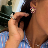 Ruby/Pink Sapphire Flower Earrings