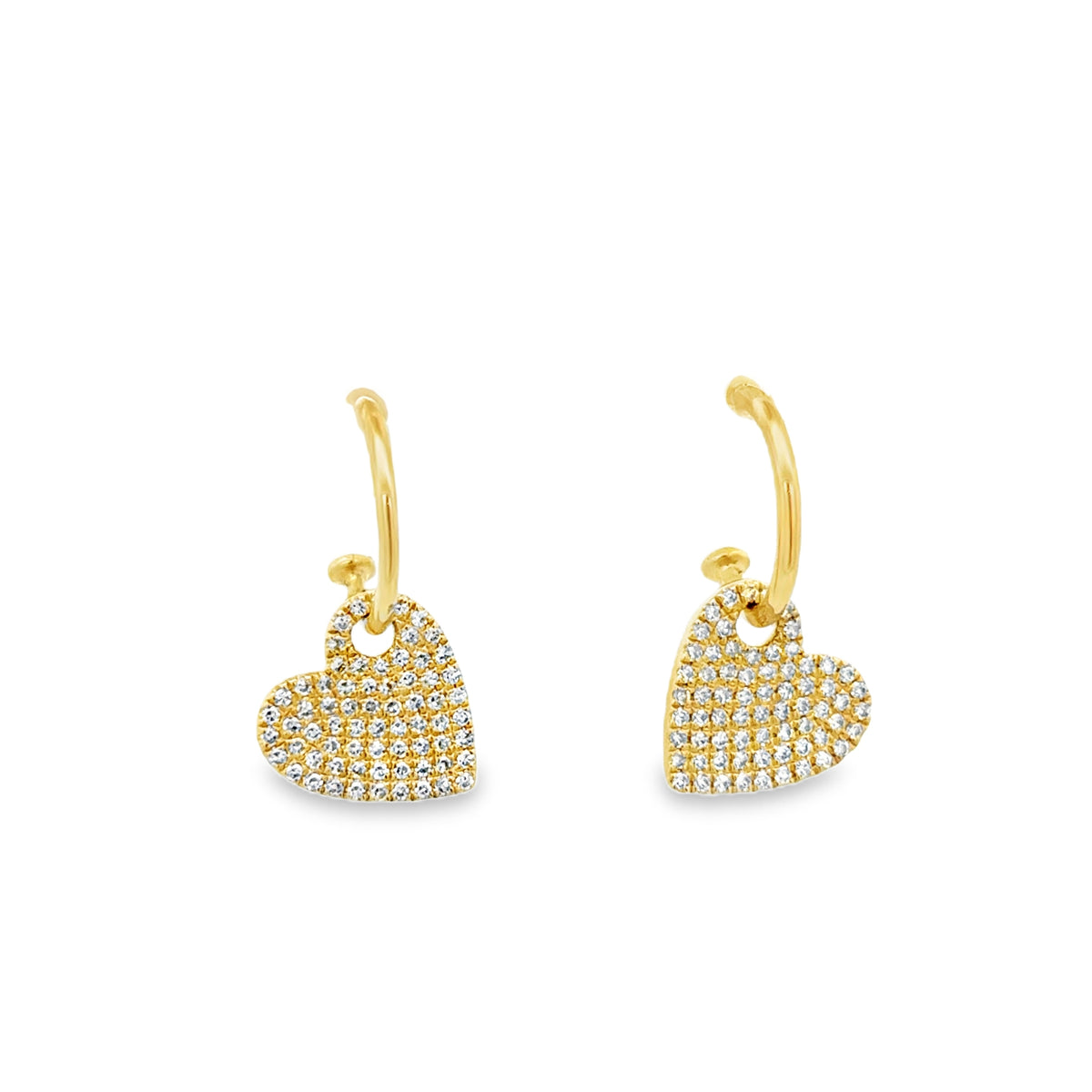 Pave Heart Hanging Huggies