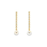 Diamond Strand Earrings With Pearl Drop