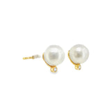 Pearl Studs with Single Diamond