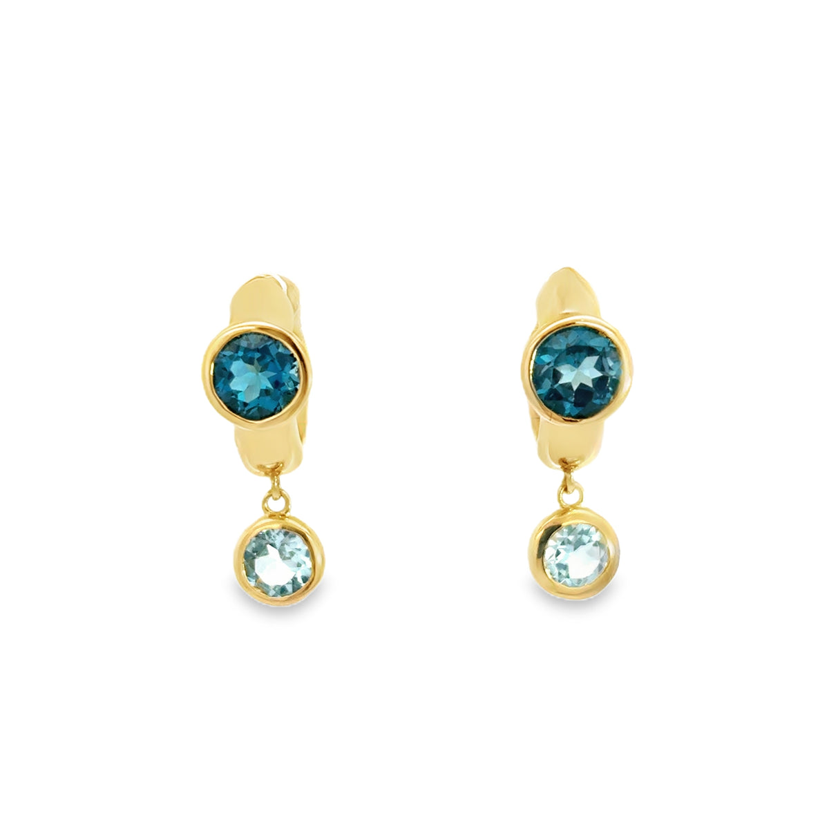 Chunky Blue Topaz Huggies
