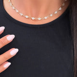 Lab Oval & Chain Necklace