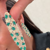 Emerald & Gold Statement Earrings