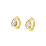 Lab Bezel Pear Diamond Huggies