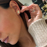 Double Bezel Pear Studs
