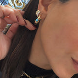 Gold Hoops With Turquoise Center