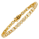 Emerald and Round Diamond Bezel Tennis Bracelet