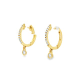 Pave Huggies With Hanging Diamond