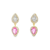 Diamond & Pink Sapphire Pear Earrings