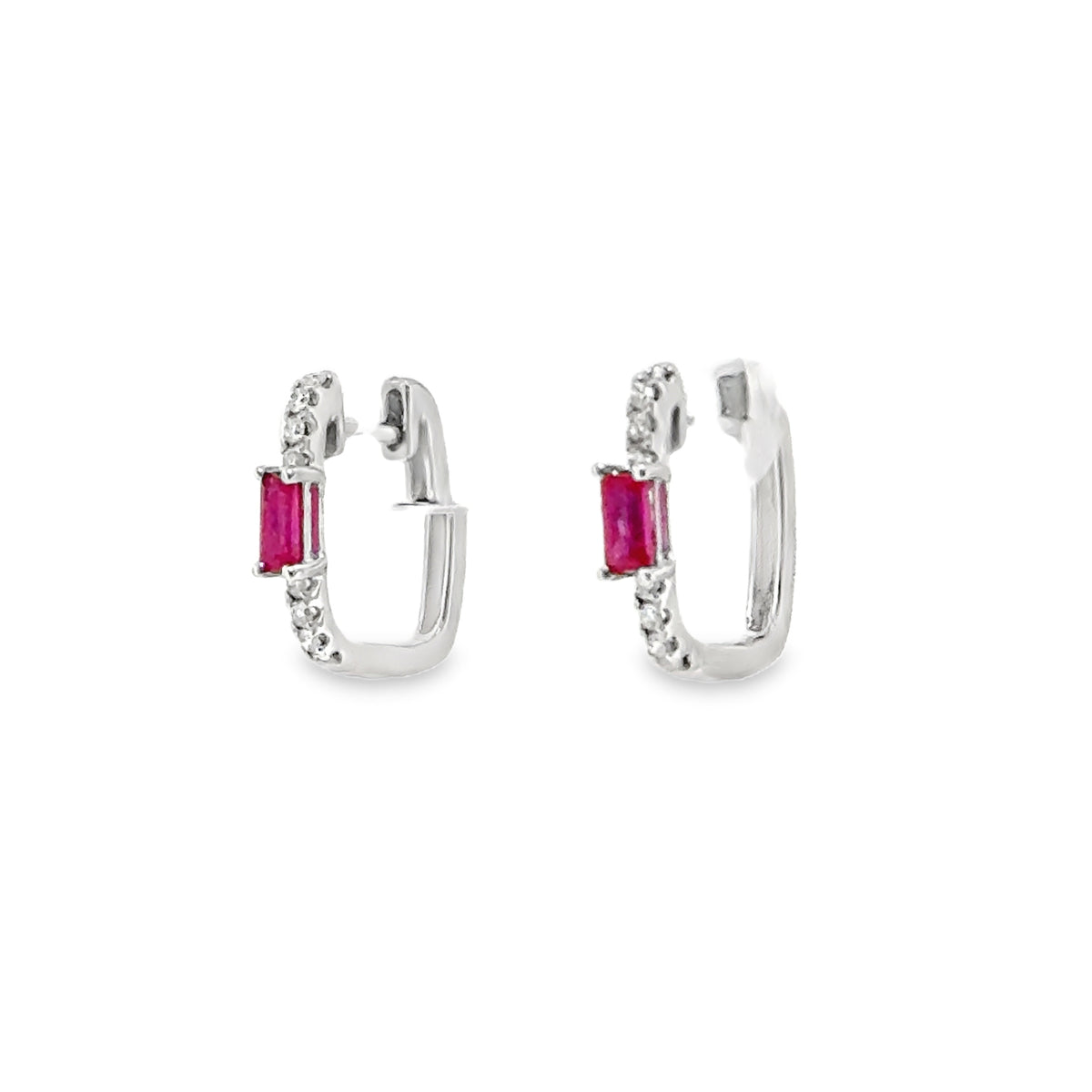 Mini Square Ruby Hoops