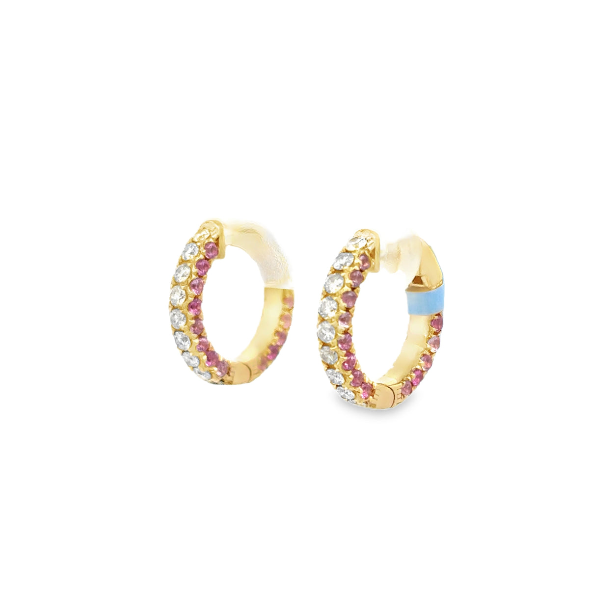 Diamond/Pink Sapphire Huggies
