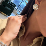 Pearl and Diamond Cluster Studs