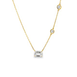 Lab Emerald Solitaire Necklace With Bezel Diamond Chain