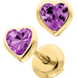 Baby Birthstone Heart Earrings - February