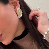 Statement Gold & Diamond Fan Earrings