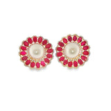 Pearl & Ruby Statement Earrings