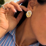 Pave Diamond & Gold Interlocking Earrings