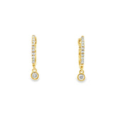 Pave Huggies With Hanging Diamond