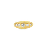 Fluted Dome Ring With Diamonds