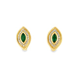 Emerald Gold Bezel Huggies