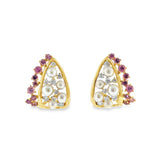 Pink Sapphire/Pearl Triangle Huggies