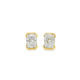 Lab Half Bezel Radiant Diamond Studs