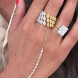 Yellow Gold & Diamond Cluster Hand Chain
