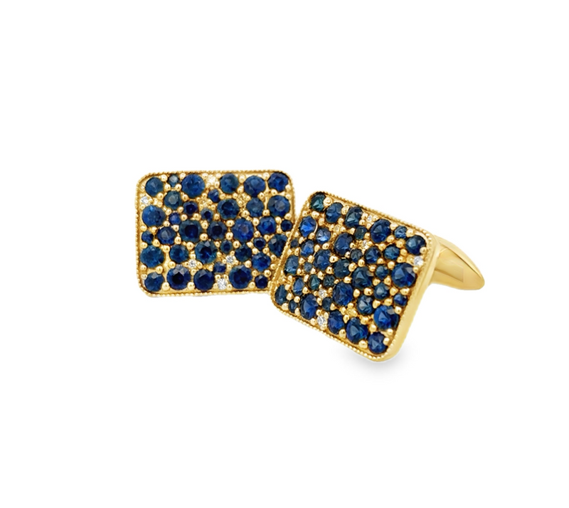 Rectangle Sapphire Cufflinks- YG