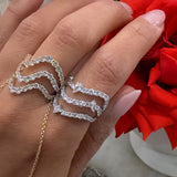 Triple Row Mixed Shape Wavy Ring
