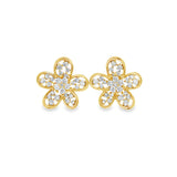 Gold & Scattered Diamond Flower Studs