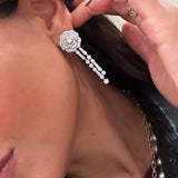 Flower Diamond Hang Earrings