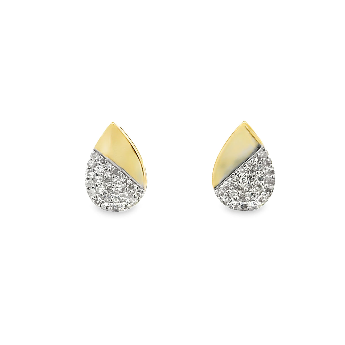 Gold & Pave Pear Earrings