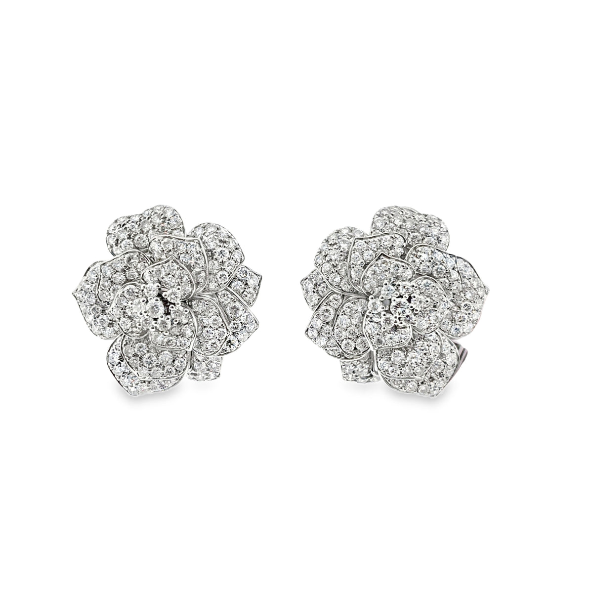 Diamond Encrusted Statement Flower Earrings- WG