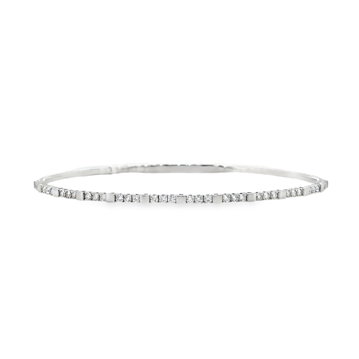Diamond & Gold Thin Flex Bangle- WG