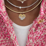 Bezel Tennis Necklace With Pear Solitaire